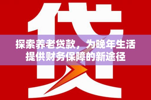 毕节探索养老贷款，为晚年生活提供财务保障的新途径